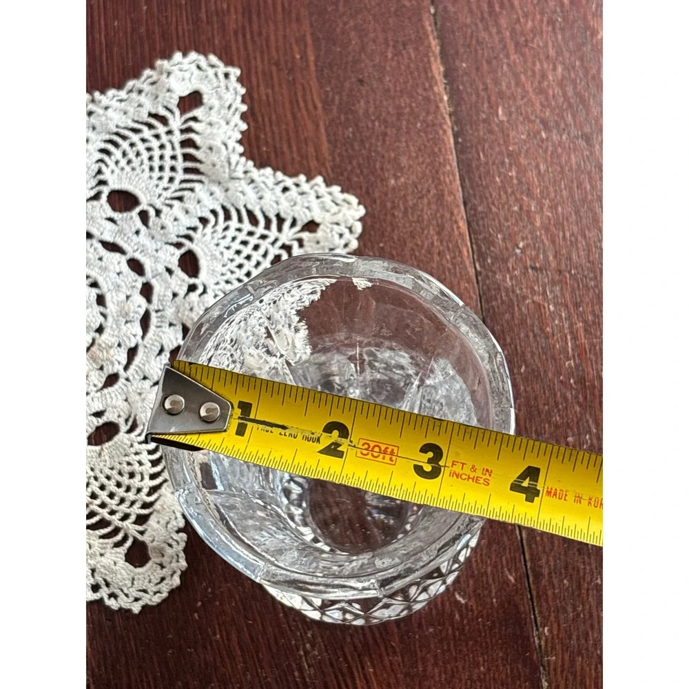 Vintage Clear Pressed Glass Bud Vase Diamond Point Base‎ Scalloped Rim 6 Inch